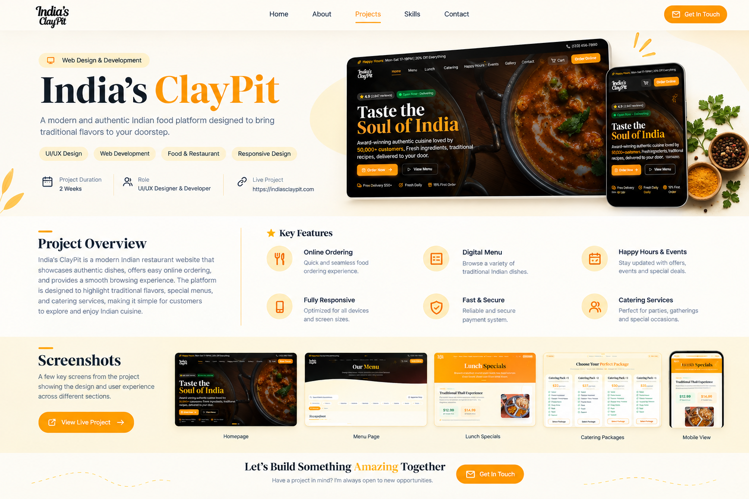 Indian Claypit — Restaurant Application